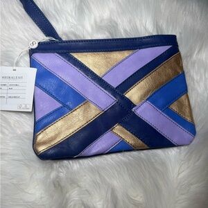 Shiraleah Blue and Gold Geometric Clutch